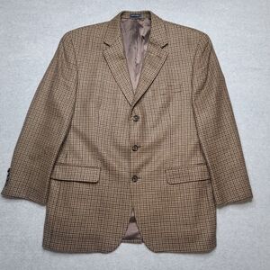 Lauren Ralph Lauren Blazer Sport Jacket 44R Brown Houndstooth